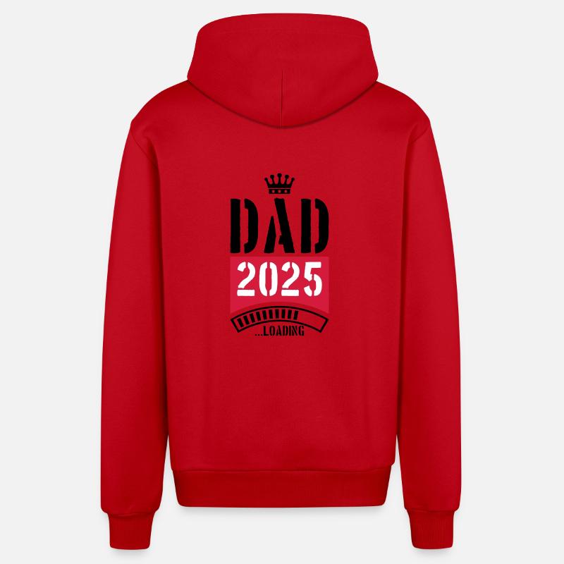 Dad 2025 Loading Papa - Organic Relaxed Kapuzenjacke Made in EU - Rot