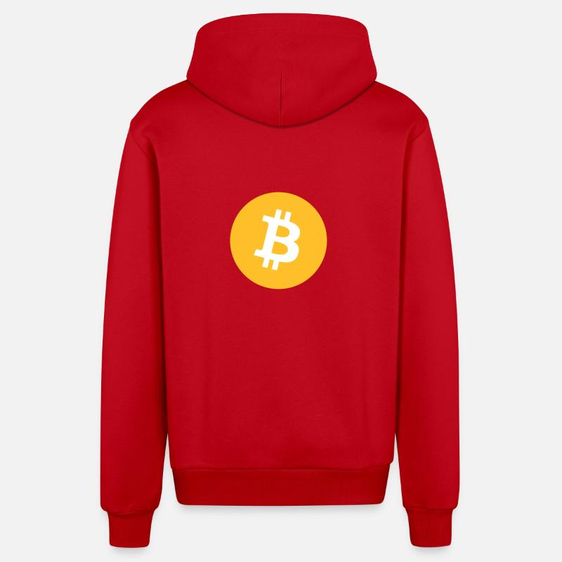 Bitcoin Logo Round Coin - Veste à capuche bio décontractée fabriquée en UE - rouge