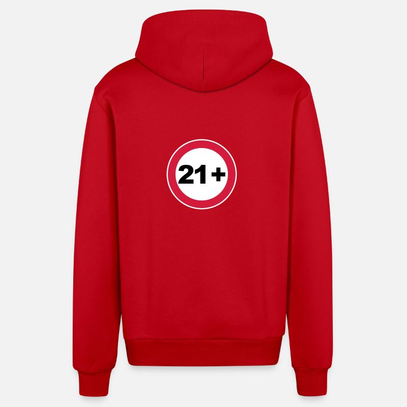 21e anniversaire 21+ - Veste à capuche bio décontractée fabriquée en UE - rouge
