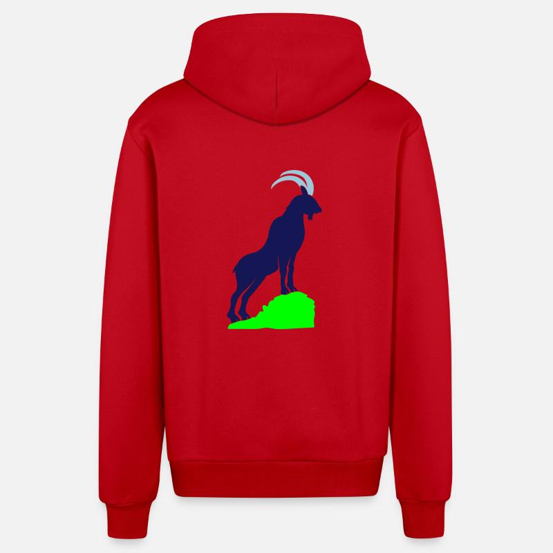 Capricorne 02 - Veste à capuche bio décontractée fabriquée en UE - rouge