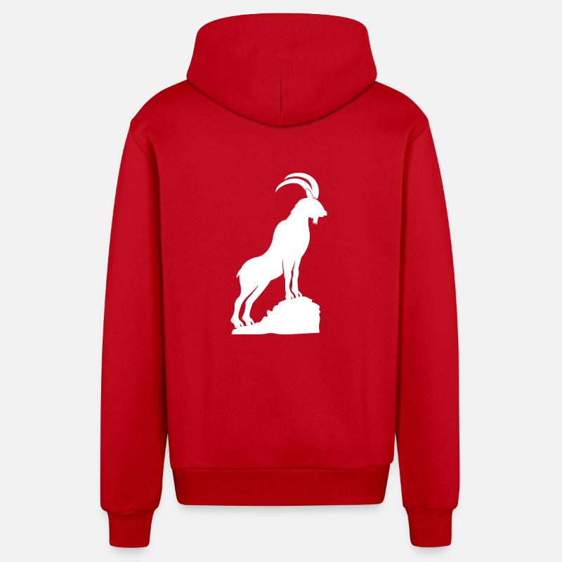 Capricorne 01 - Veste à capuche bio décontractée fabriquée en UE - rouge