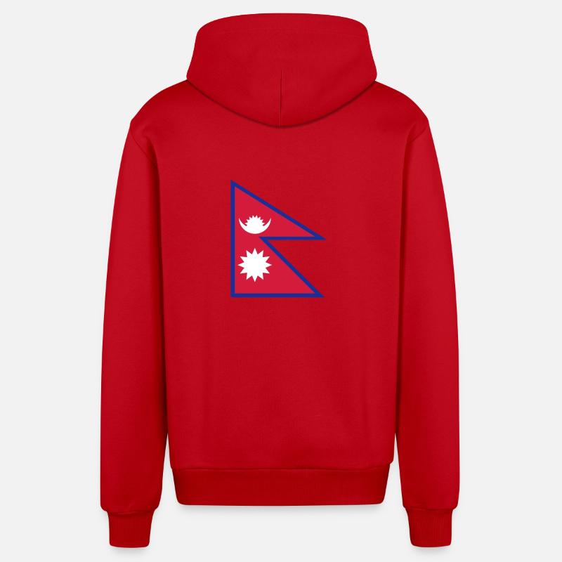 Drapeau national du Népal - Veste à capuche bio décontractée fabriquée en UE - rouge