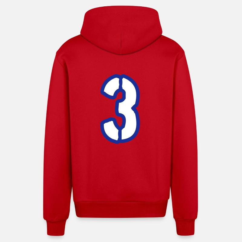 3 Symbole numérique - Veste à capuche bio décontractée fabriquée en UE - rouge