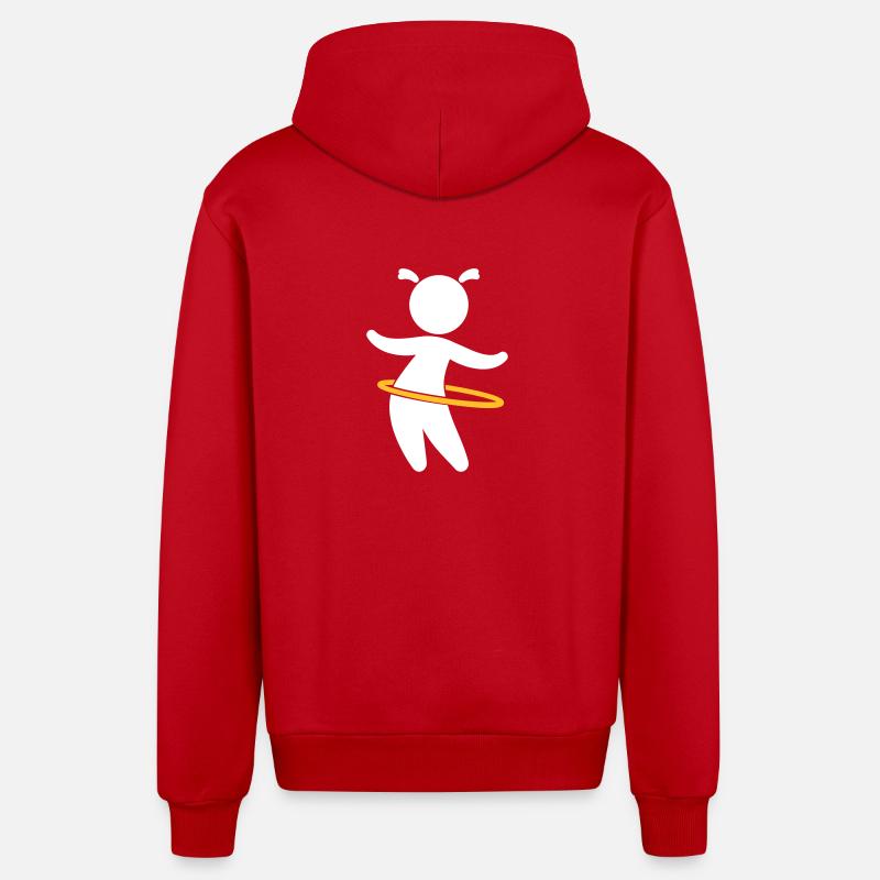 Kind spielt mit Hoolahoop - Organic Relaxed Kapuzenjacke Made in EU - Rot