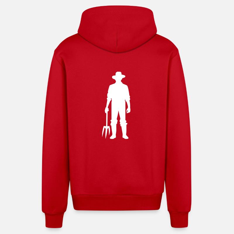 Travail agricole - Veste à capuche bio décontractée fabriquée en UE - rouge