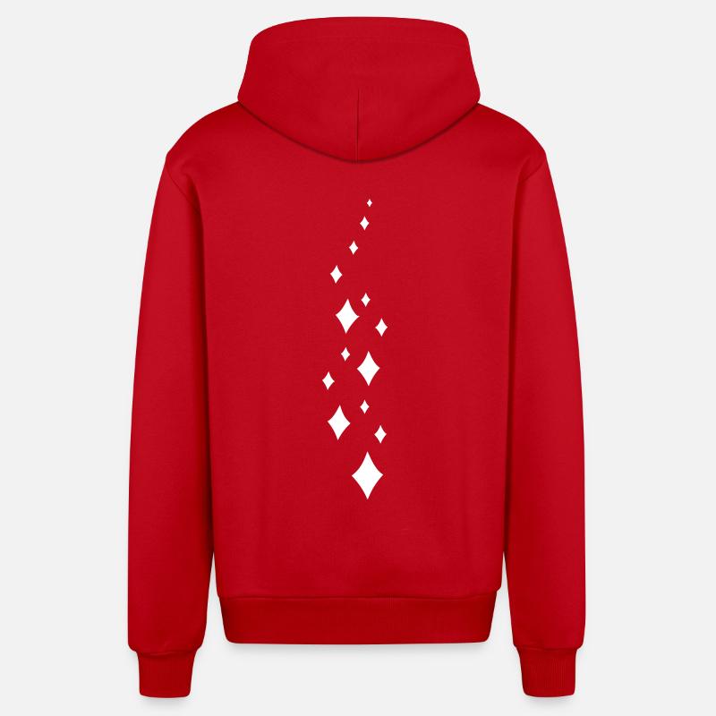 Check pattern glitter cloud - Organic Relaxed Hooded Jacket Made in EU - red