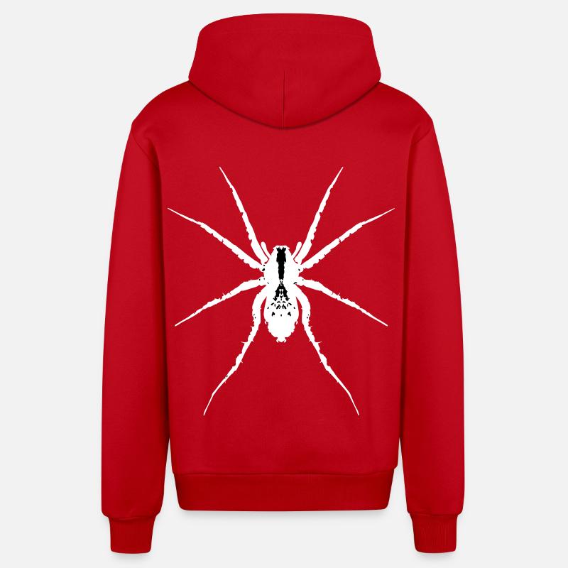 Araignée loup blanc - Veste à capuche bio décontractée fabriquée en UE - rouge