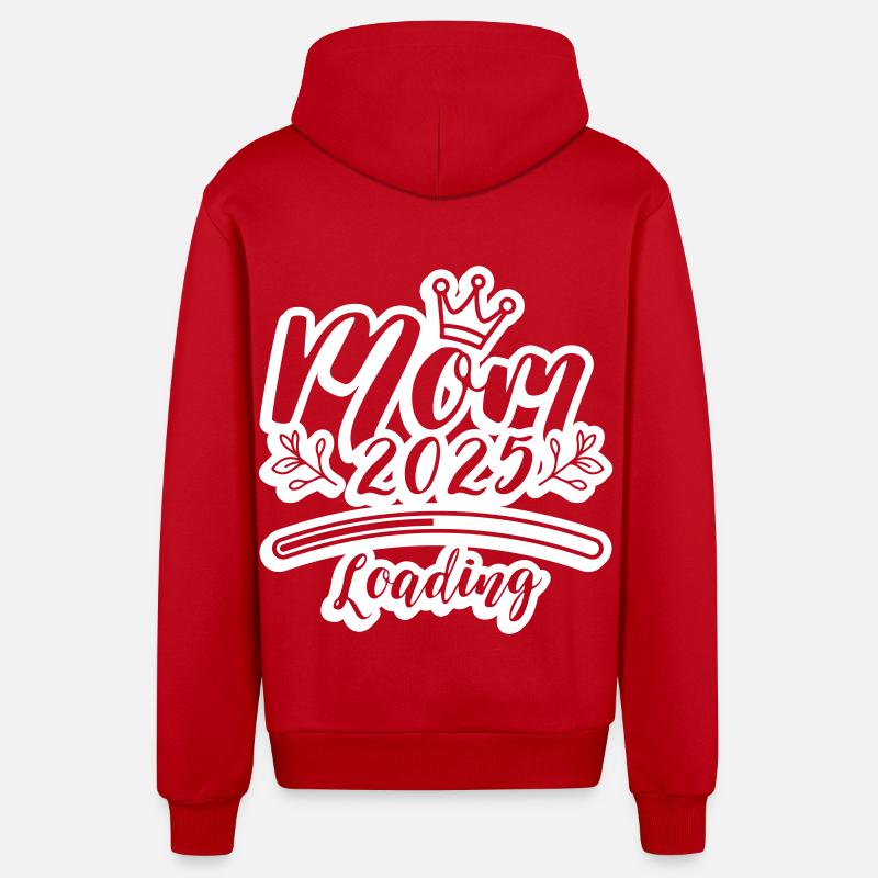 Mama 2025 Loading Mom - Organic Relaxed Kapuzenjacke Made in EU - Rot