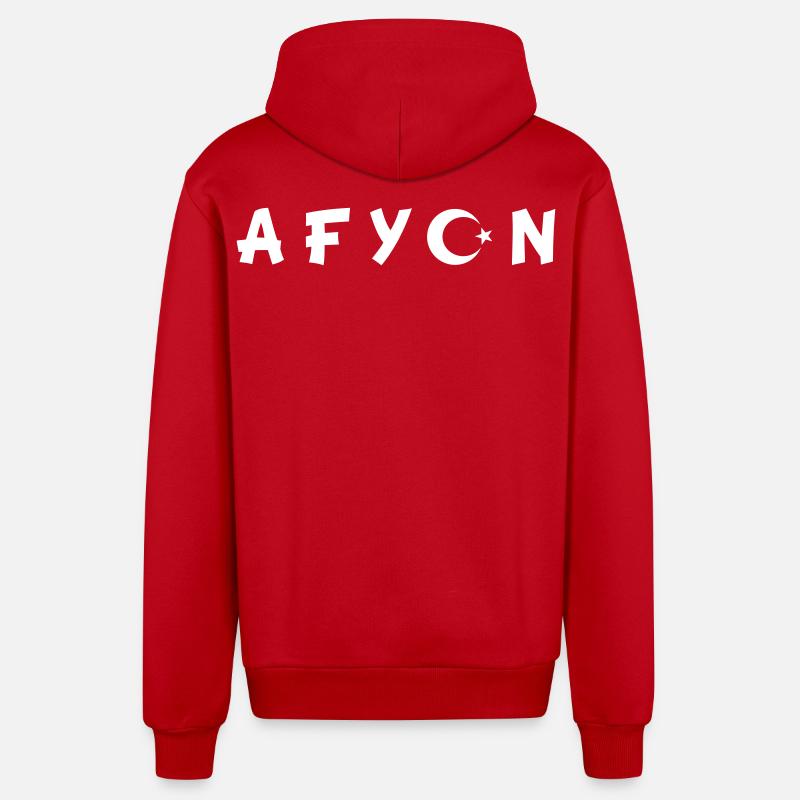 Drapeau de la Turquie Afyon - Veste à capuche bio décontractée fabriquée en UE - rouge