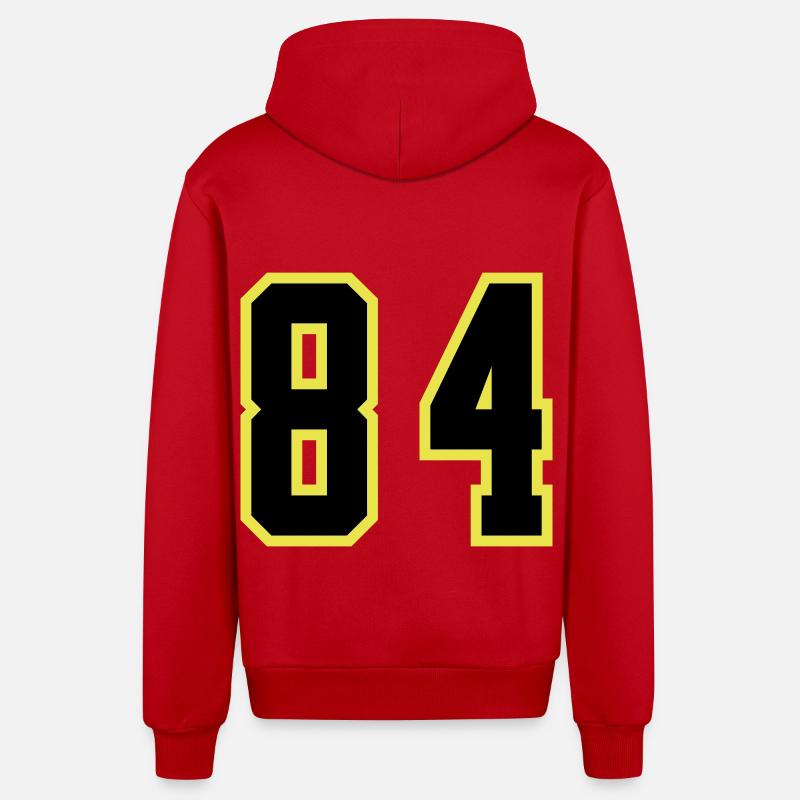 Maillot à numéros 84 - Veste à capuche bio décontractée fabriquée en UE - rouge