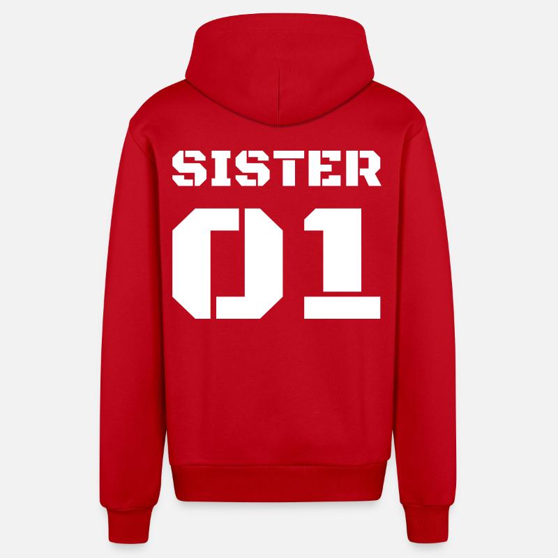 Sœur 01 - Schwester Design - Veste à capuche bio décontractée fabriquée en UE - rouge