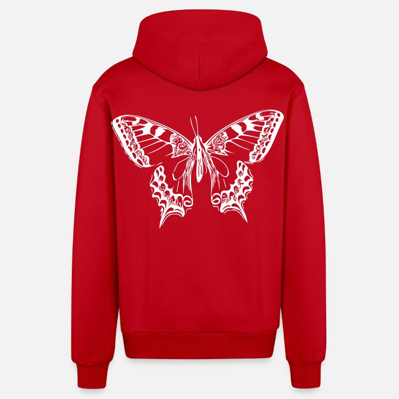 Papillon élégant - Veste à capuche bio décontractée fabriquée en UE - rouge