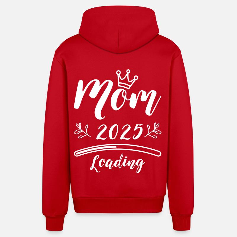 Mama 2025 Mom Loading - Organic Relaxed Kapuzenjacke Made in EU - Rot