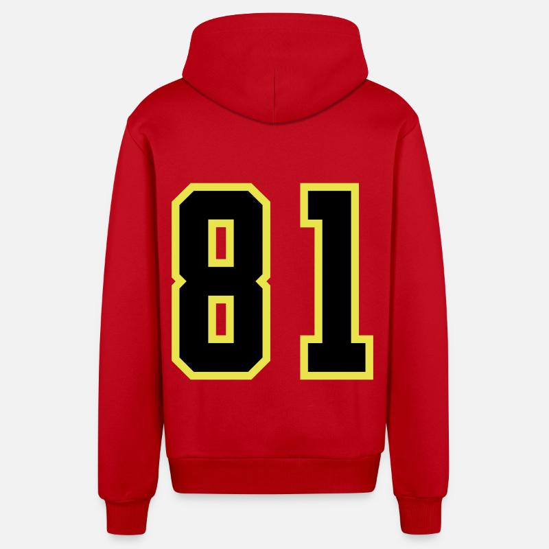 Maillot à numéros 81 - Veste à capuche bio décontractée fabriquée en UE - rouge