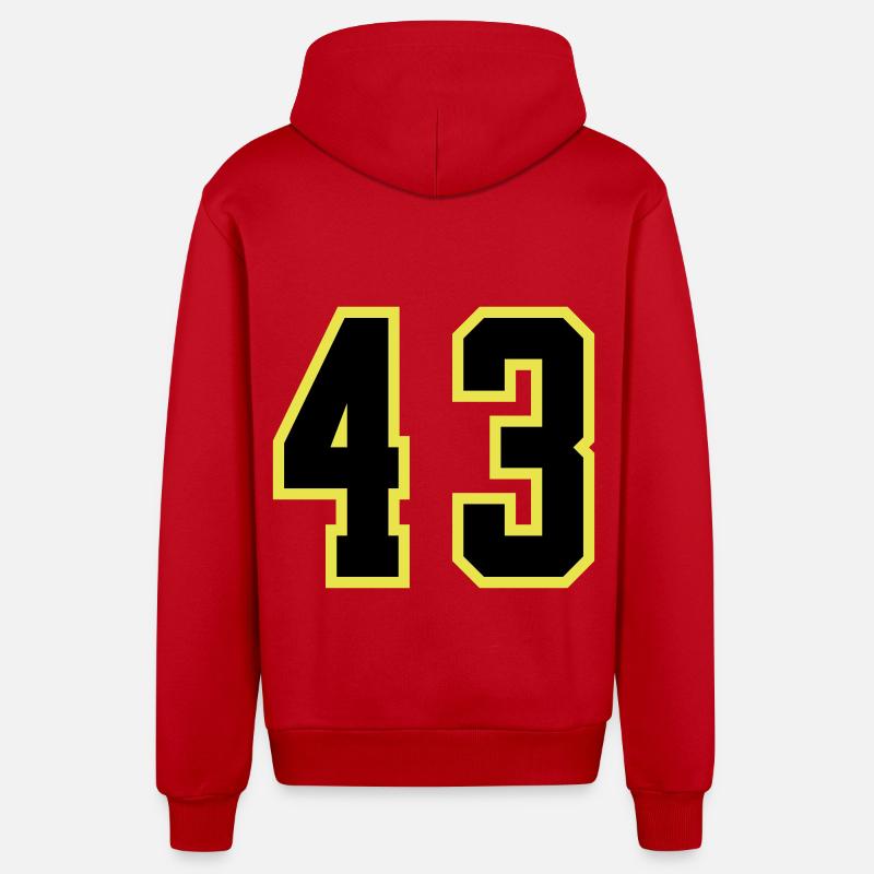 Maillot à 43 numéros - Veste à capuche bio décontractée fabriquée en UE - rouge