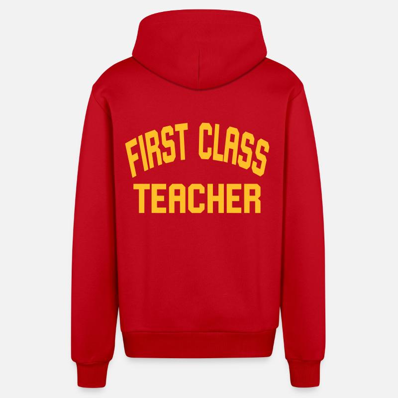 Enseignement de première classe - Veste à capuche bio décontractée fabriquée en UE - rouge