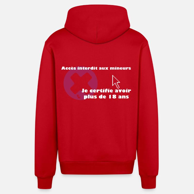 + 18 ans by dk - Veste à capuche bio décontractée fabriquée en UE - rouge