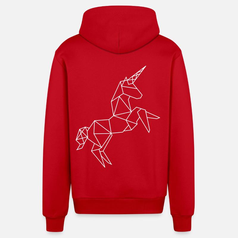 Graphique Licorne - Veste à capuche bio décontractée fabriquée en UE - rouge