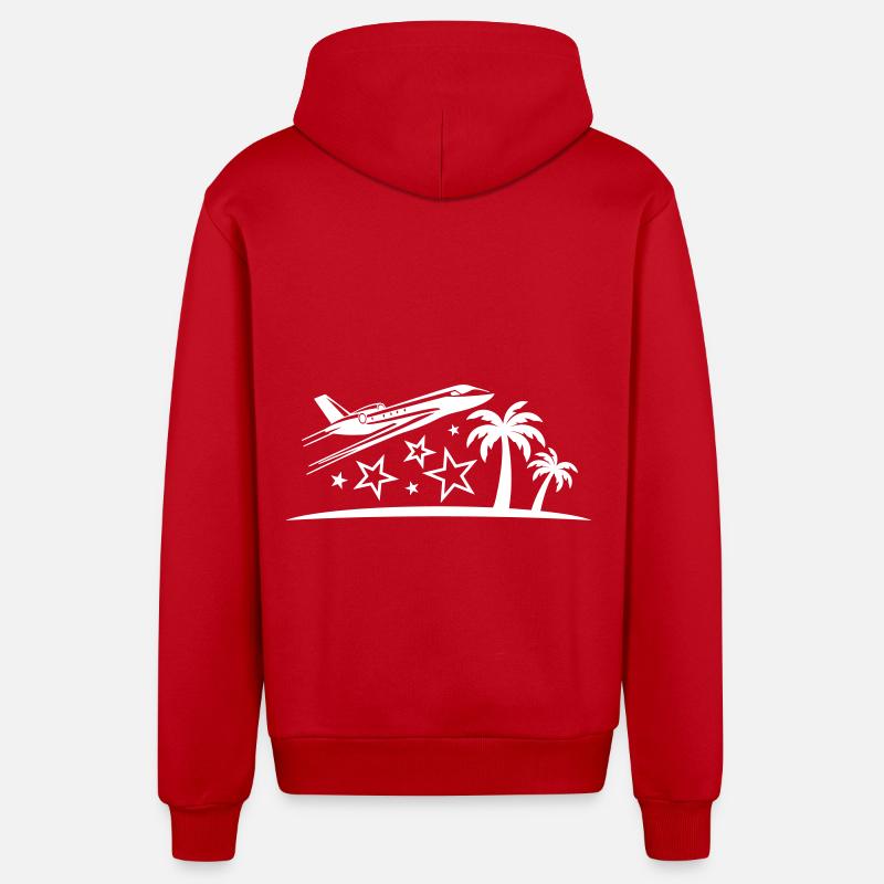 Vacances Avion Plage Palmier - Veste à capuche bio décontractée fabriquée en UE - rouge