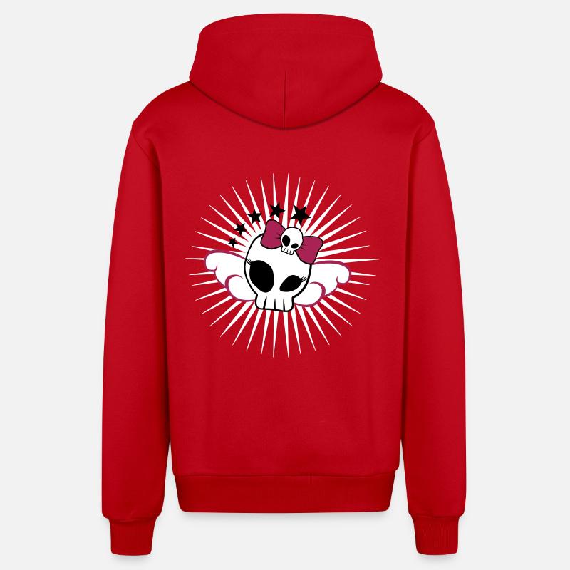 Skull Girl - Veste à capuche bio décontractée fabriquée en UE - rouge