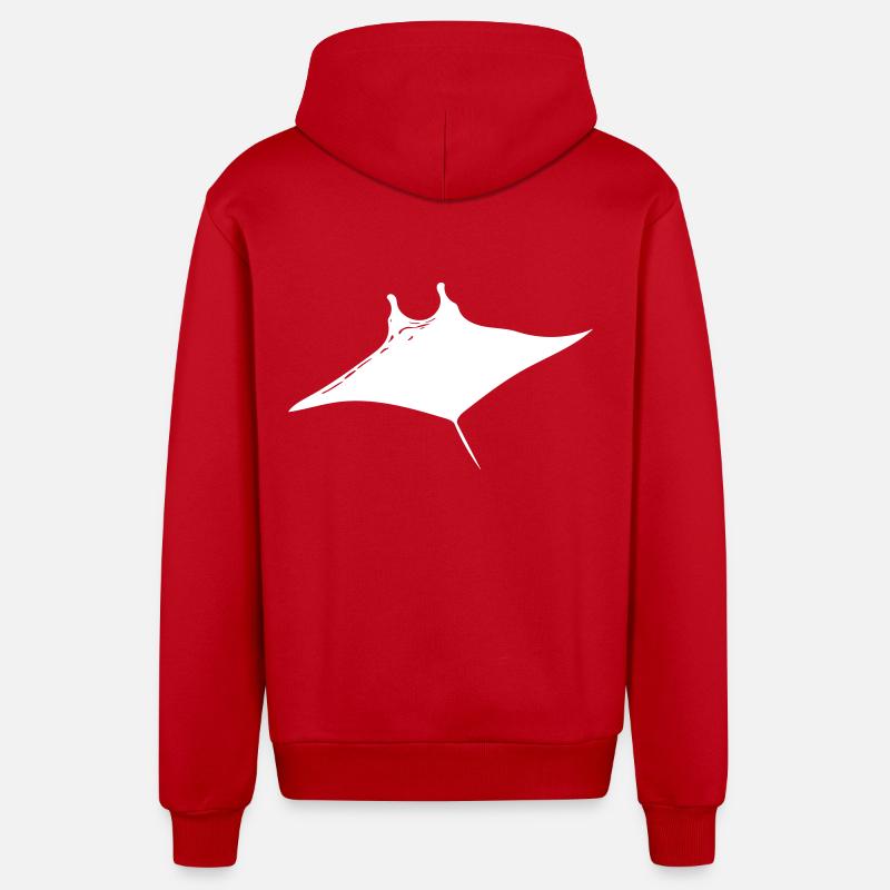 Manta Rays Vector Style - Organic Relaxed Hooded Jacket Made in EU - red