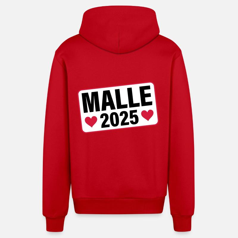 Malle 2025 Coeur - Veste à capuche bio décontractée fabriquée en UE - rouge