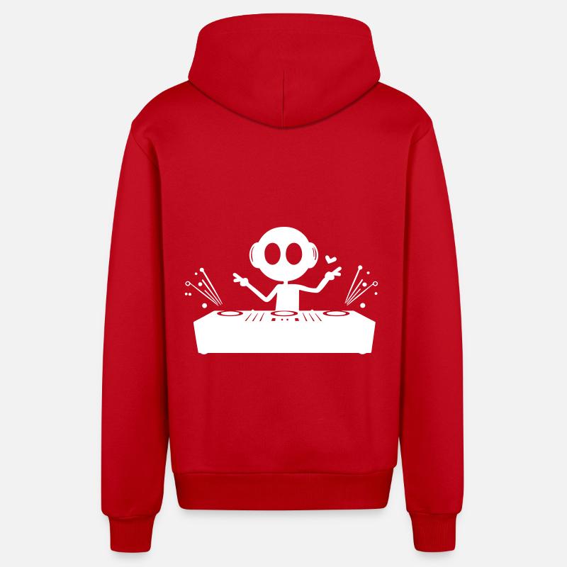 DJ Turntables Funny - Organic Relaxed Hooded Jacket Made in EU - red