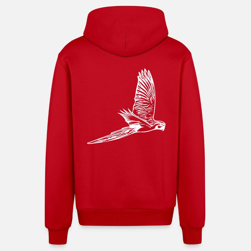 perroquet - Veste à capuche bio décontractée fabriquée en UE - rouge