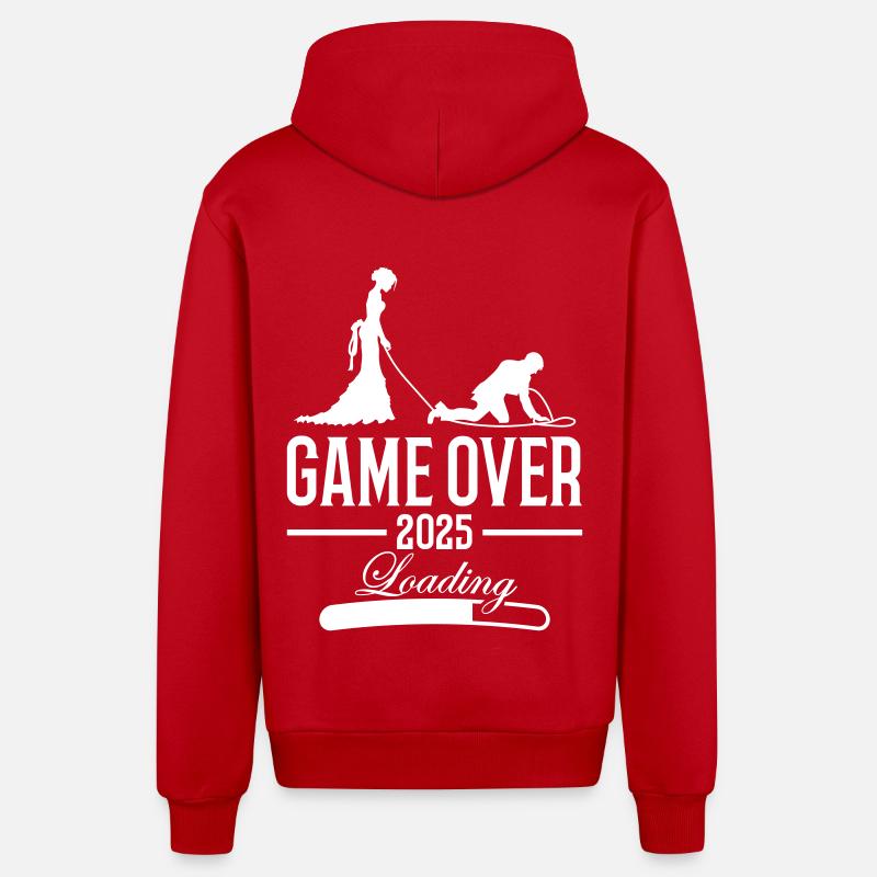 Hochzeit Loading 2025 Game Over - Organic Relaxed Kapuzenjacke Made in EU - Rot