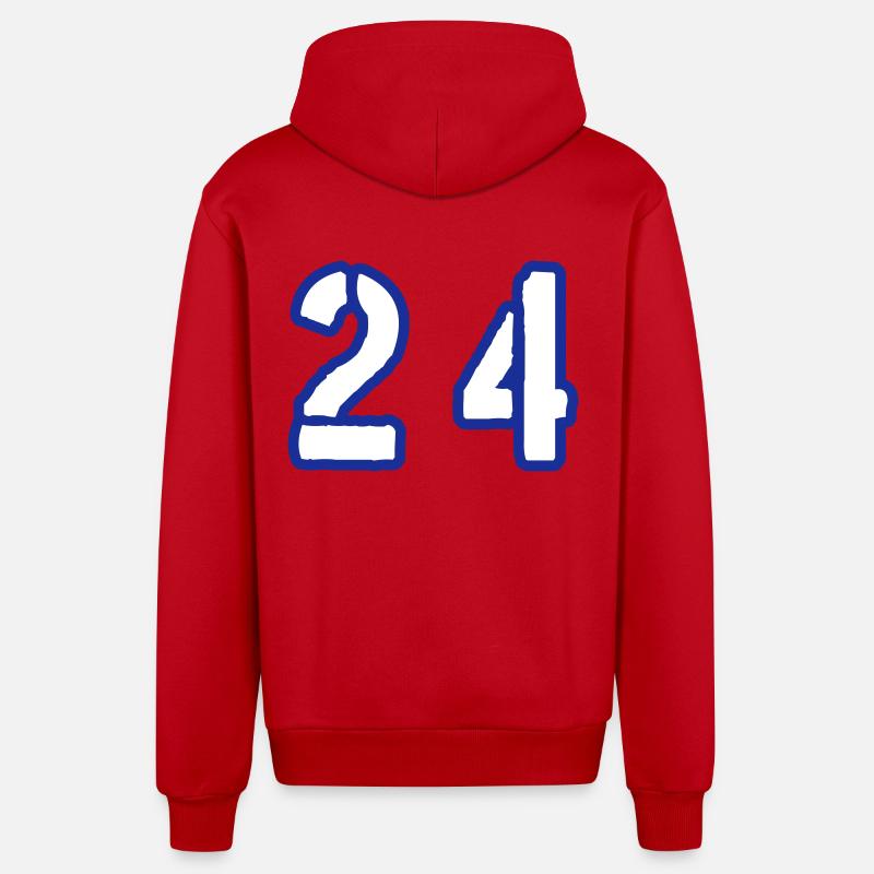 24 Symbole numérique - Veste à capuche bio décontractée fabriquée en UE - rouge