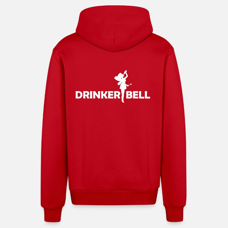 Drinkerbell - Veste à capuche bio décontractée fabriquée en UE - rouge