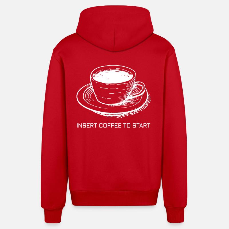 Insert Coffee To Start - Veste à capuche bio décontractée fabriquée en UE - rouge