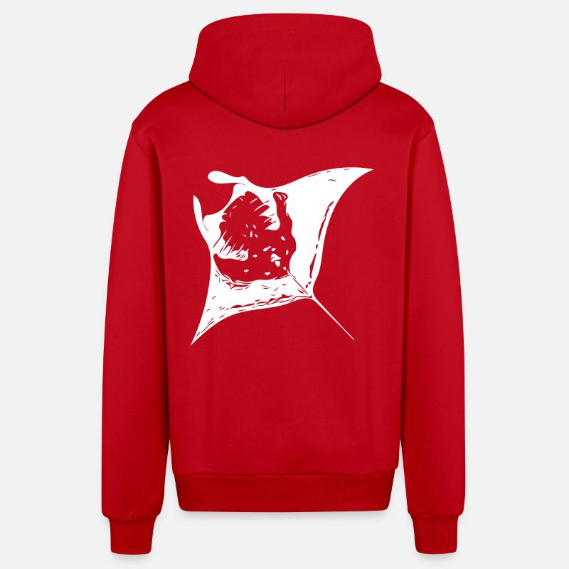 Raie manta - rayons du diable - Veste à capuche bio décontractée fabriquée en UE - rouge