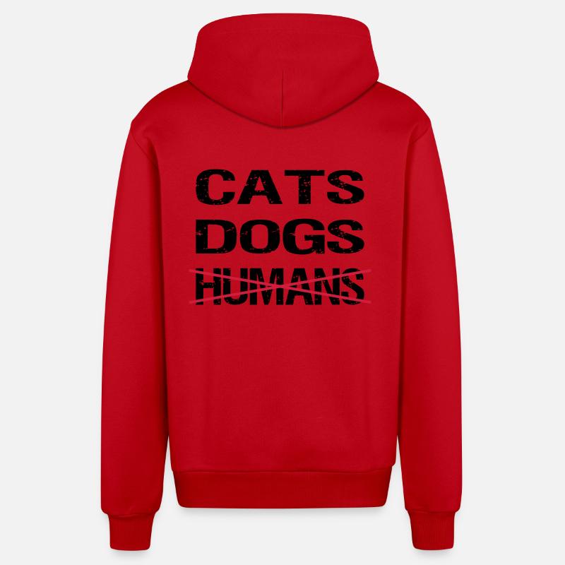 CHATS CHIENS - Veste à capuche bio décontractée fabriquée en UE - rouge
