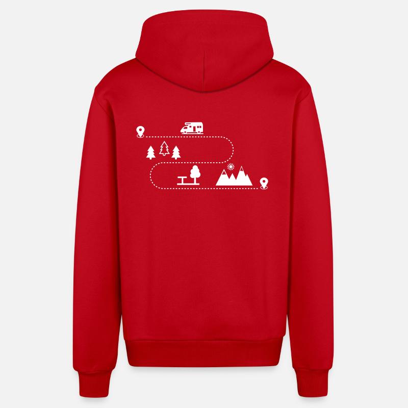 Campeur - Veste à capuche bio décontractée fabriquée en UE - rouge
