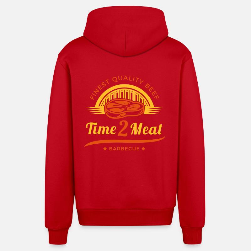 Temps 2 Viande - Veste à capuche bio décontractée fabriquée en UE - rouge