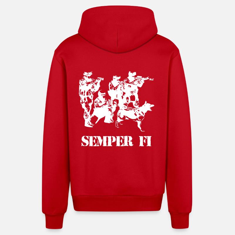 Semper Fi - Veste à capuche bio décontractée fabriquée en UE - rouge