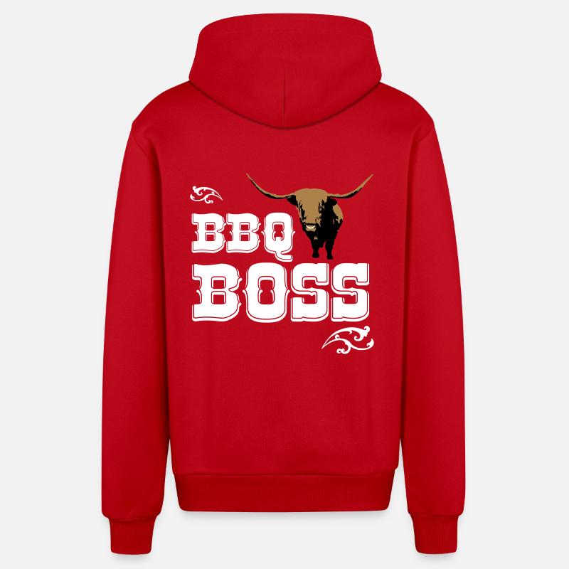 BBQ Boss - Veste à capuche bio décontractée fabriquée en UE - rouge
