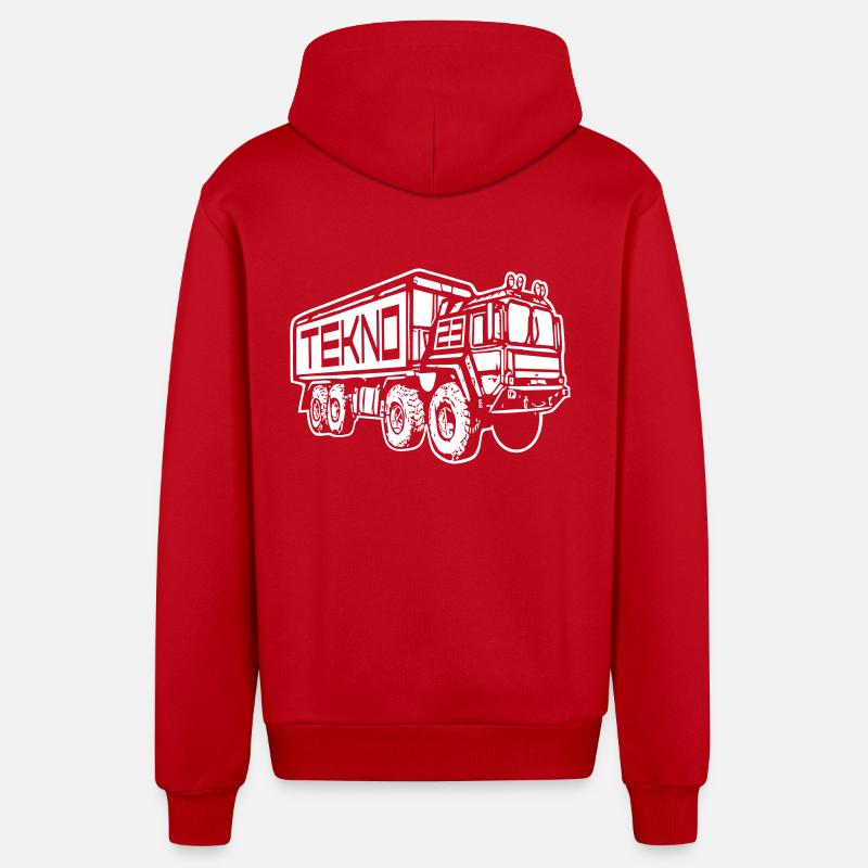 003 camion tekno 23 - Veste à capuche bio décontractée fabriquée en UE - rouge