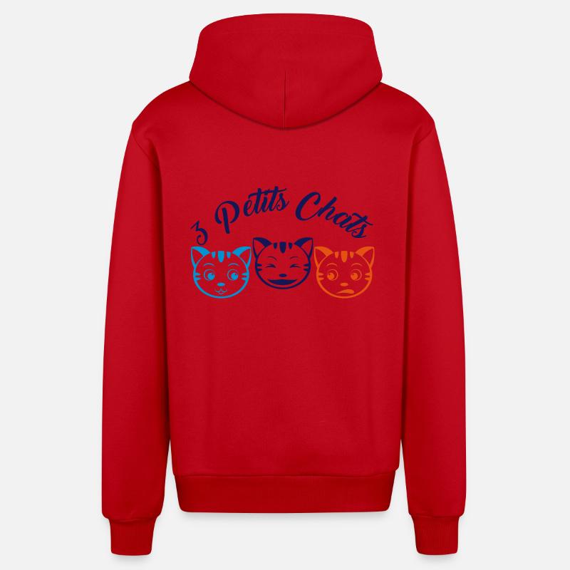 3 Petit chats - Veste à capuche bio décontractée fabriquée en UE - rouge