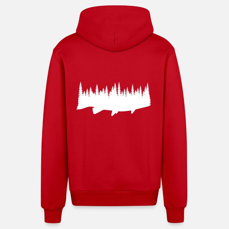 Fish And Forest - Organic Relaxed Hooded Jacket Made in EU - red