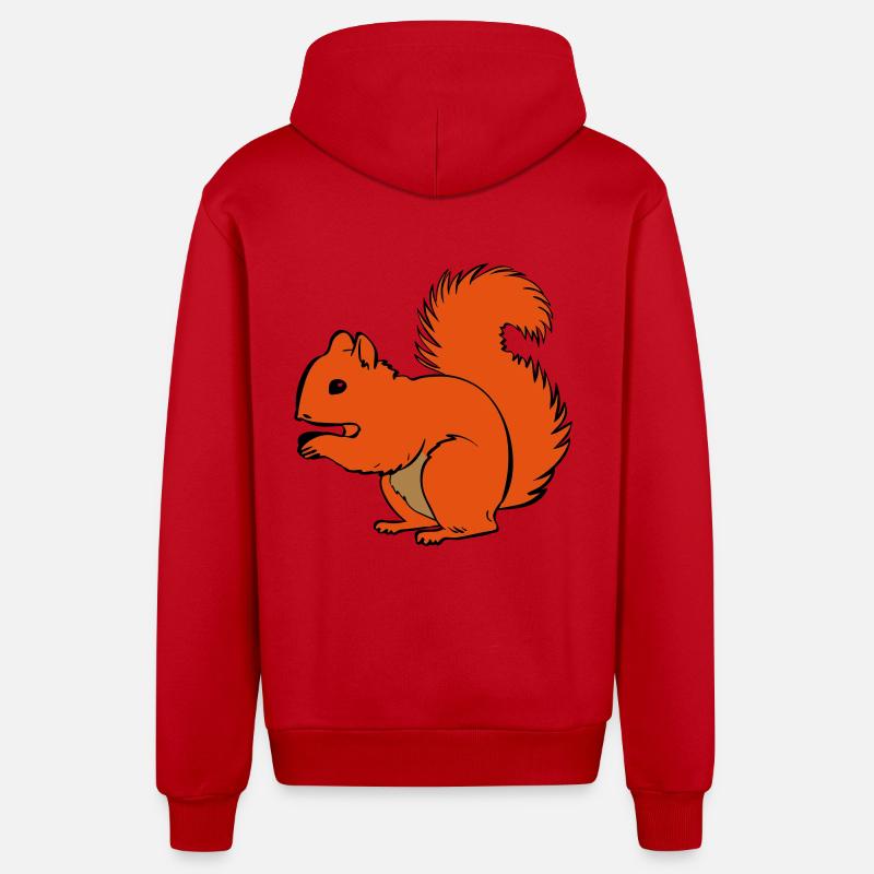 écureuil - Veste à capuche bio décontractée fabriquée en UE - rouge