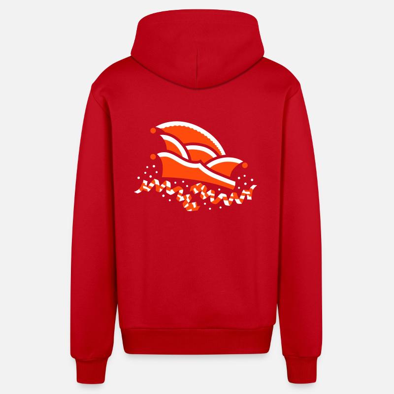 Narrenkappe mit Luftschlangen - Organic Relaxed Kapuzenjacke Made in EU - Rot
