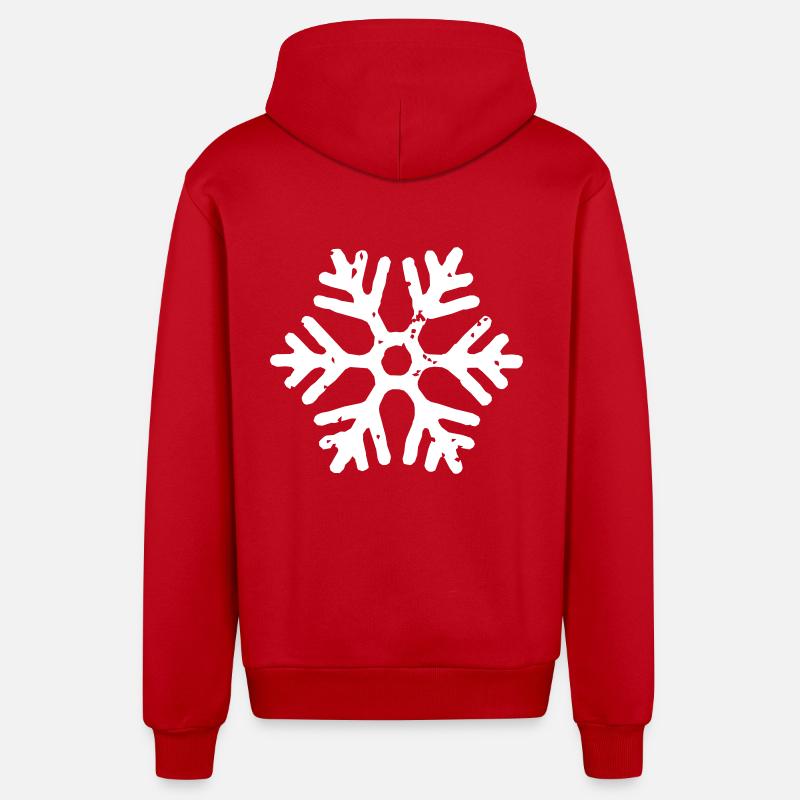 flocon de neige - Veste à capuche bio décontractée fabriquée en UE - rouge