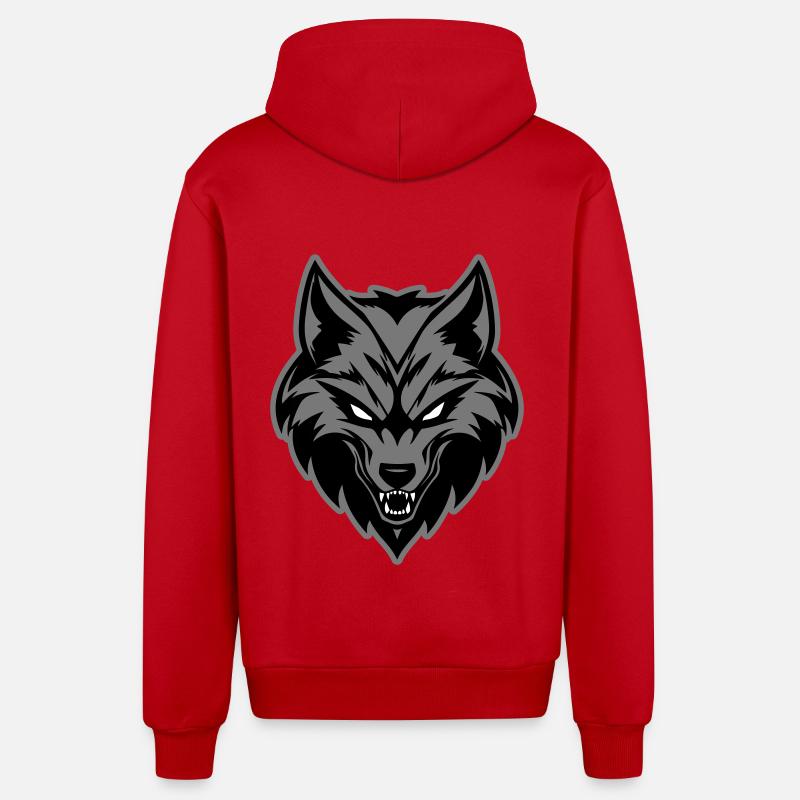 Icône Tête de Loup - Veste à capuche bio décontractée fabriquée en UE - rouge