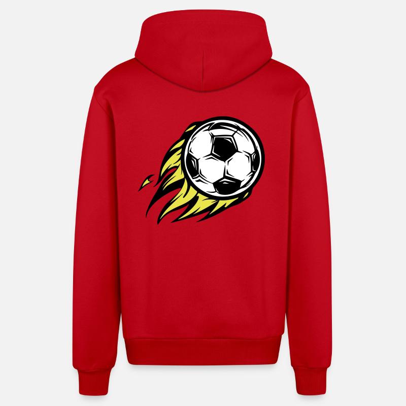 Le football brûle le feu - Veste à capuche bio décontractée fabriquée en UE - rouge