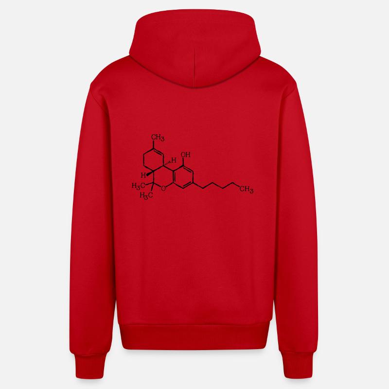 Formule moléculaire THC - Veste à capuche bio décontractée fabriquée en UE - rouge