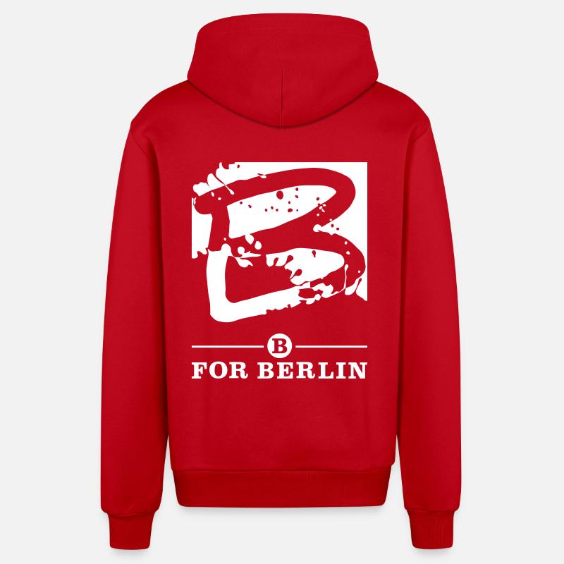 B for Berlin - Splash - Organic Relaxed Kapuzenjacke Made in EU - Rot