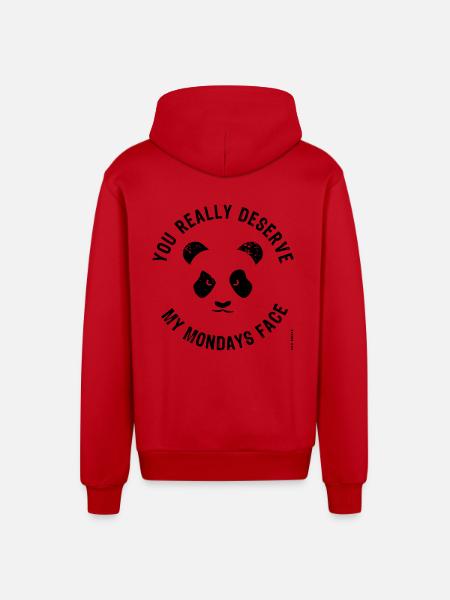 Mondays Face - Organic Relaxed Hooded Jacket Made in EU - red
