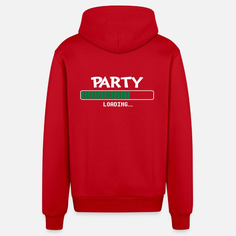 Party loading loading bar - Organic Relaxed Hooded Jacket Made in EU - red